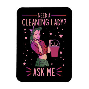 Ímã Limpeza Lady Housekeeper Cleaner Gra
