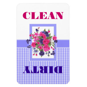 Ímã limpo ou sujo do design da flor da máquina 