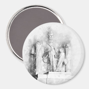 Imã Lincoln Memorial watercolor e desenho a lápis