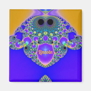 Imã LINCOLN ~ Padrão Abstrato ~ Azul Púrpura Amarelo ~