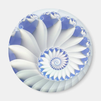 Imã Linda Arte Fractal de Shell Azul e Branco