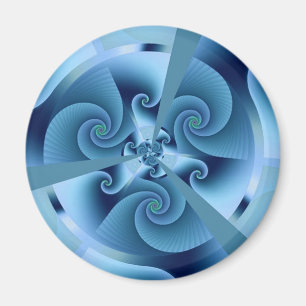 Imã Linda Arte Fractal Espiral Azul