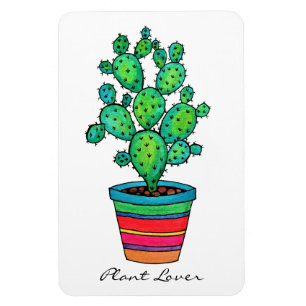 Ímã Linda Cactus Watercolor Em Belo Pote