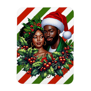 Ímã Linda casal Negra Holly de natal, cruz arte