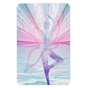 Ímã Linda cor-de-rosa e azul Vrikshasana Yoga