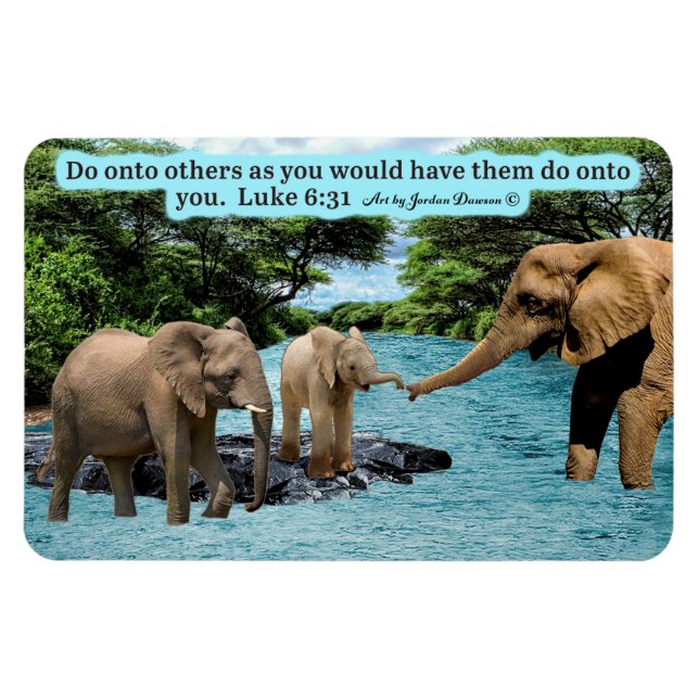 Ímã Linda Escritura de Elefante, Magnet Luke 6:31 (Horizontal)