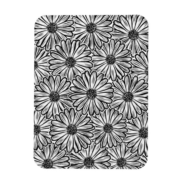 Ímã Linda Flor de Margarida, Ilustração de Meio-Tons (Vertical)