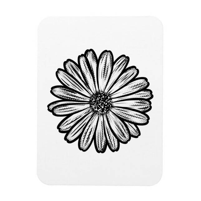 Ímã Linda Flor de Margarida, Ilustração de Meio-Tons (Vertical)