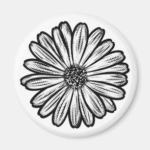 Imã Linda Flor de Margarida, Ilustração de Meio-Tons