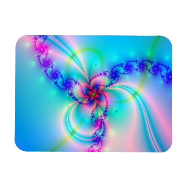 Ímã Linda Flor Fractal Rosa (Horizontal)