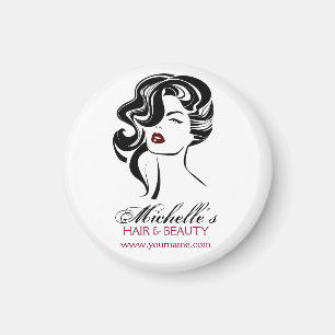 Imã Linda garota com cabelo ondulado Ícone de maquiag