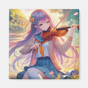 Imã Linda Menina de Animação Tocando Violino