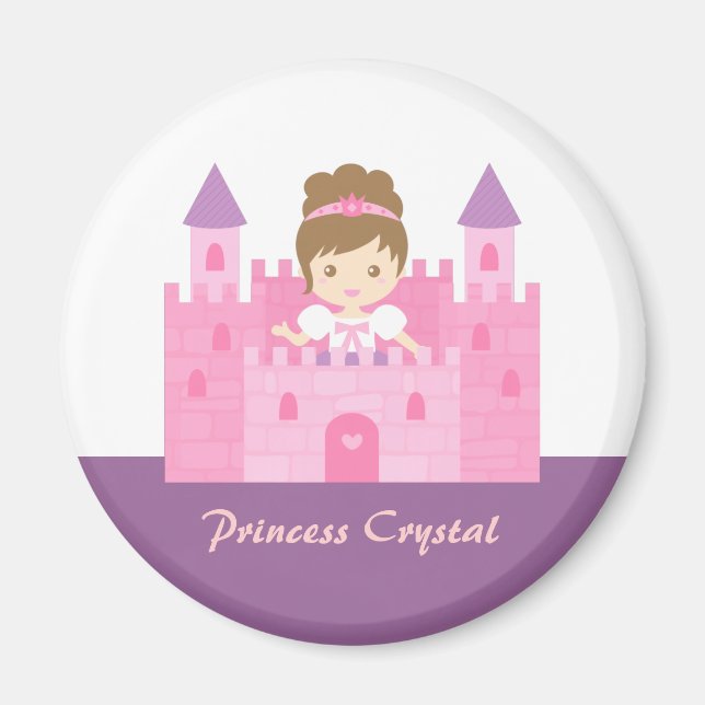 Imã Linda Menina Princesa no Conto de Fadas do Castelo (Frente)