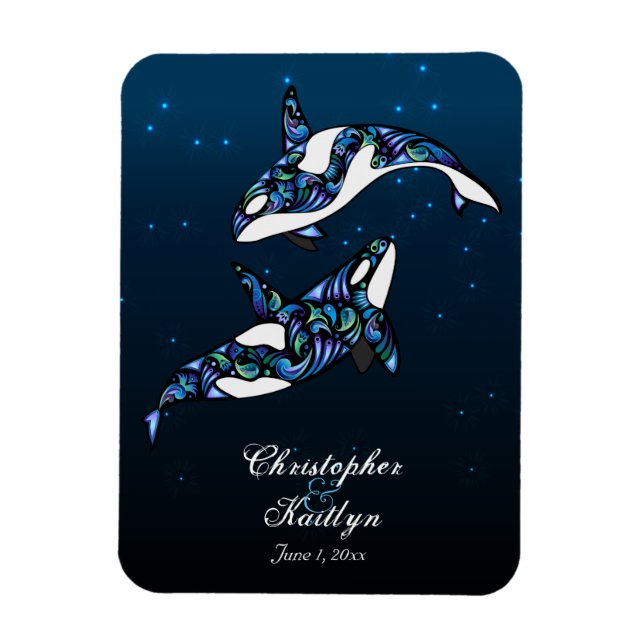 Ímã Linda Orca Baleias Casamento Magnet (Vertical)