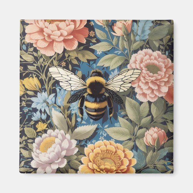 Imã Linda Pastel Floral e Bumblebee (Frente)