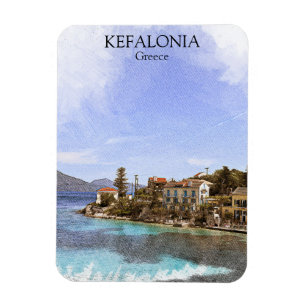 Ímã Linda pintura de Grécia de Kefalonia Minimista