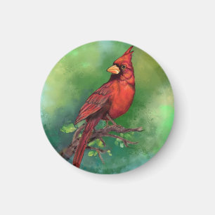 Imã Linda pintura de pássaro vermelho Norte