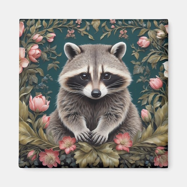 Imã Linda Racoon Pink Floral (Frente)