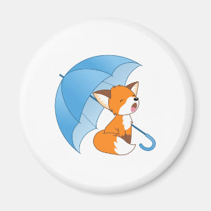 Imã Linda Raposa Sonolenta sob Guarda-chuva