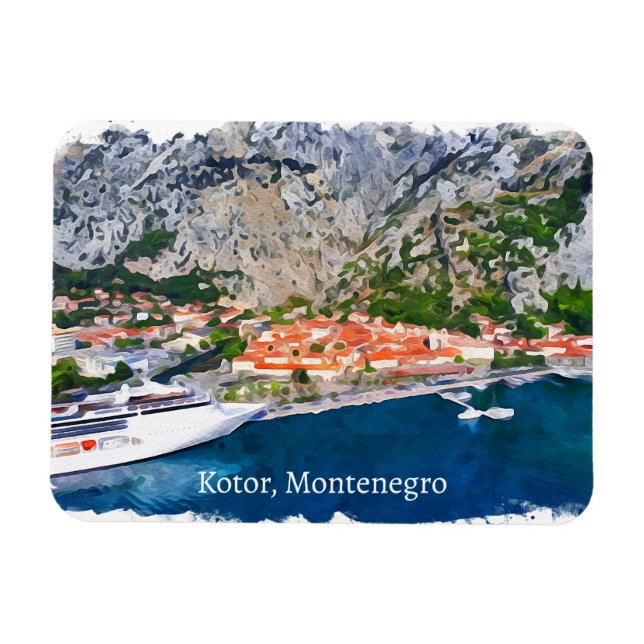 Ímã Linda visão de Panorama de Kotor Bay Montenegro (Horizontal)