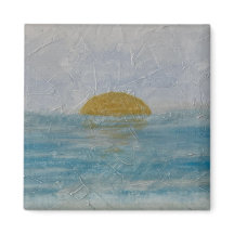 Linda Watercolor Sun e Water Square Magnet