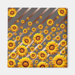 Imã Lindas flores amarelas nas cinzas, listras castanh