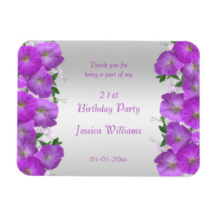 Ímã Lindas Petúnias Florais de Aniversário com Classe