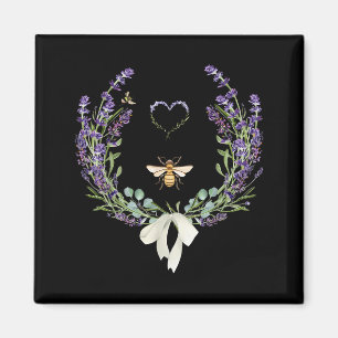 Imã Lindo Arco de Abelha Flor de Lavanda Coração Botân