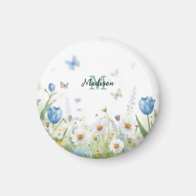 Imã Lindo Buquê de Flores Silvestres Flor de Primavera (Frente)