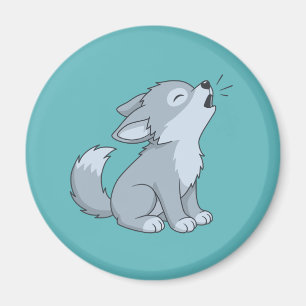 Imã Lindo cachorrinho de lobo uivando de desenho anima