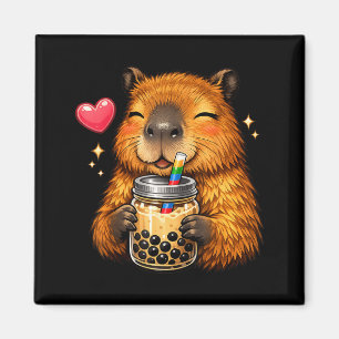 Imã Lindo Capivara Kawaii Anime Bebendo Bubble Tea
