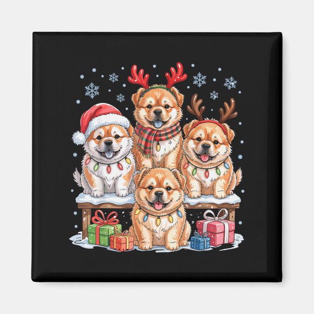Imã Lindo Chow Chow Natal Cachorrinhos Amantes de Cães (Frente)