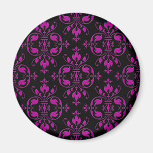 Imã Lindo Damasco Rosa Vibrante sobre Preto