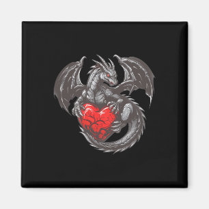Imã Lindo Dragão com Roupa de Coração Vermelho Grande