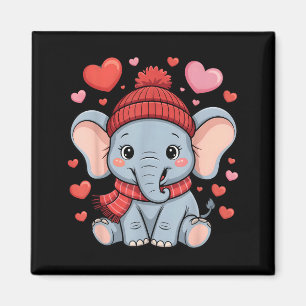 Imã Lindo Elefante Dia dos Namorados Corações Cachecol