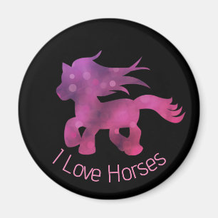 Imã Lindo Eu Amo Cavalos Rosa Glamour Cavalo