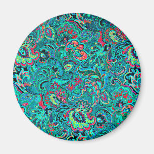 Imã Lindo floral turquesa vintage