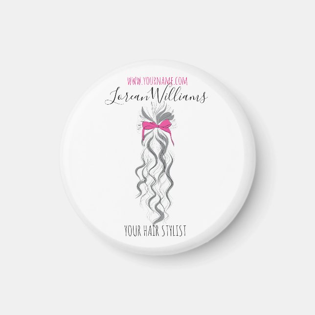 Imã Lindo Laço Rosa Claro Tranças Cinza e Branco Estil (Frente)