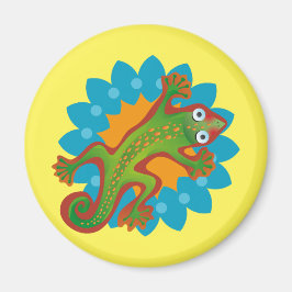 Imã Lindo lagarto verde sobre flor, lizard