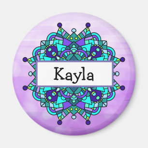 Imã Lindo Mandala Roxo e Azul