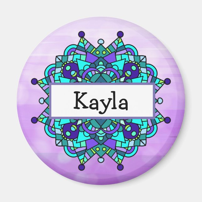 Imã Lindo Mandala Roxo e Azul   (Frente)