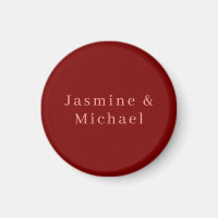 Lindo Minimalista Vermelho Escuro & Pêssego Nome P