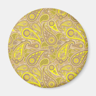 Imã Lindo padrão paisley marrom amarelo