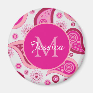 Imã Lindo Paisley Rosa Personalizado