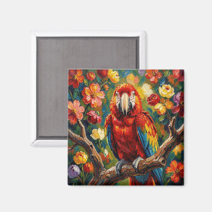 Imã Lindo Papagaio Arara Colorido Impasto