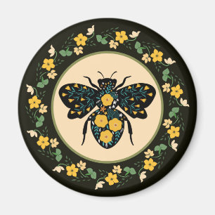 Imã Lindo Quadro de Flor Abelha Florida