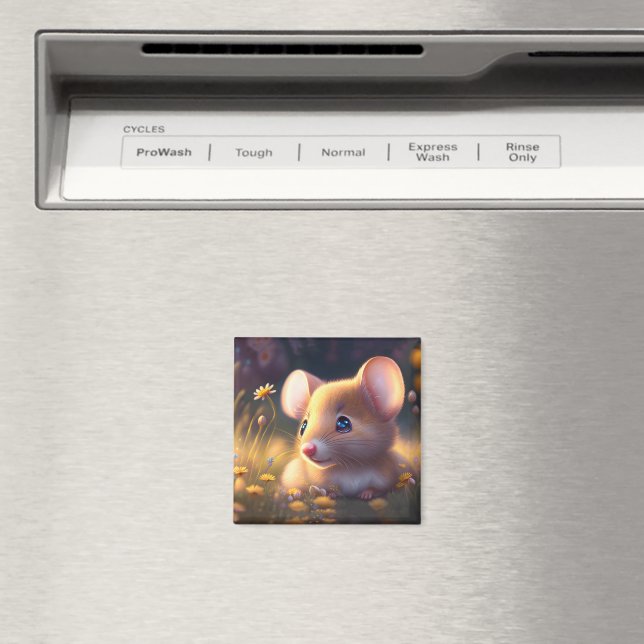Imã Lindo ratinho em um prado de flores (In Situ (Dishwasher))
