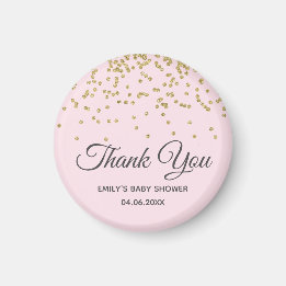 Imã Lindo Rosa Bege Dourado Brilho Obrigada Chá de Beb