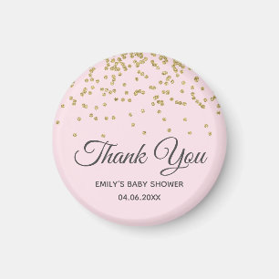 Imã Lindo Rosa Bege Dourado Brilho Obrigada Chá de Beb