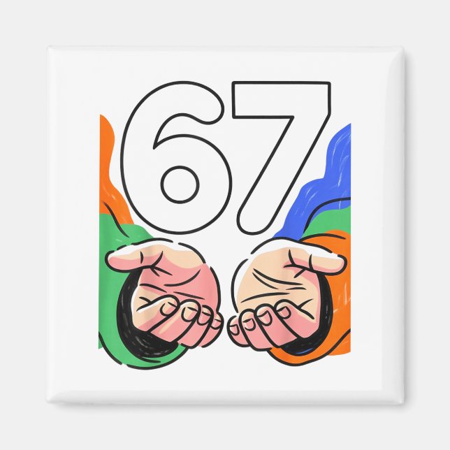 Imã Lindo Seis Sete 6 7 Meme Gen Alpha Gíria 6 7 Mãos  (Frente)